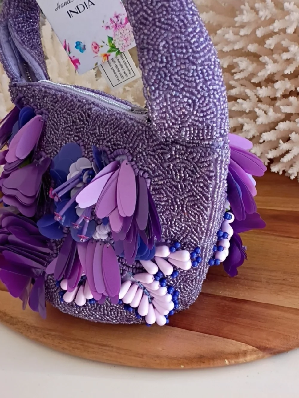 Lavender Floral Beaded Women’s Handbag ❤️NWT❤️ - Picture 5 of 11